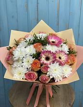 Букет цветов из:  Розы, Герберы и Хризантемы #REPLACE_PRED# Бокино