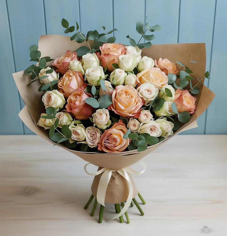 Букет цветов из: Альстромерии и Розы в Бокино