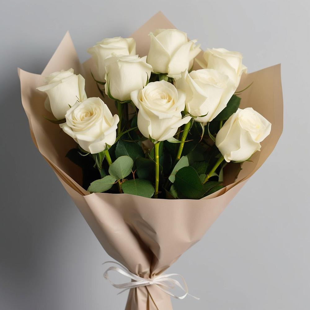 Букет 9 Белых роз Эдлесс Лав в Бокино