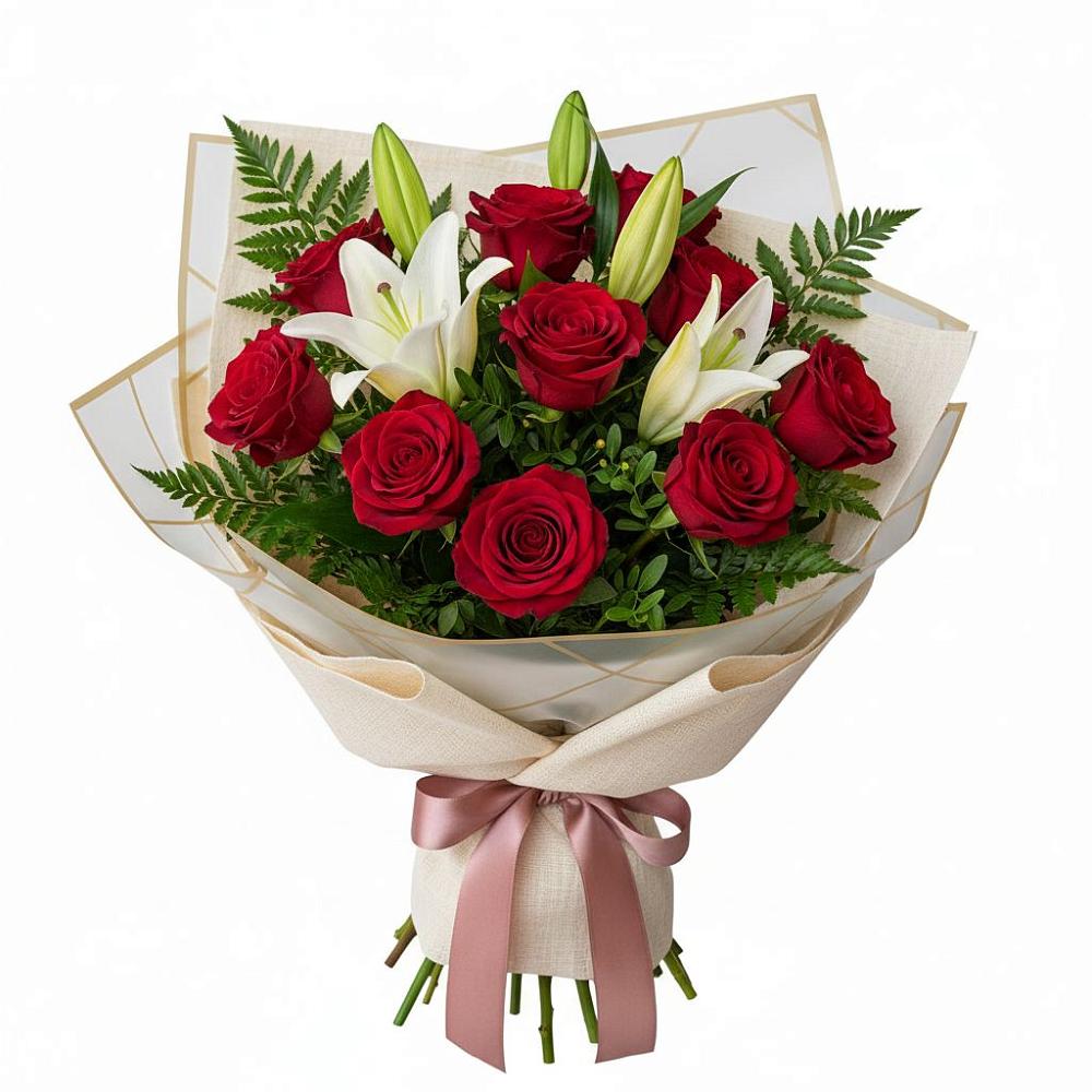 Букет цветов из: Лилии и Розы в Бокино