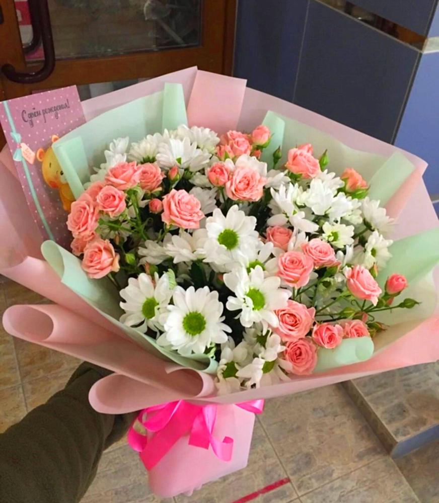 Букет цветов из: Розы и Хризантемы в Бокино