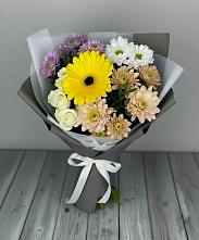Букет цветов из:  Розы, Герберы и Хризантемы в Бокино