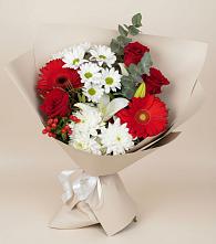 Букет цветов из:  Розы, Хризантемы, Герберы и Лилии в Бокино