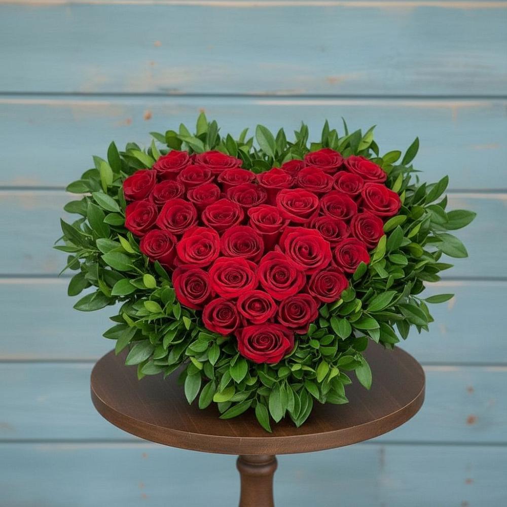 Цветочная композиция из Розы в виде сердца в Бокино