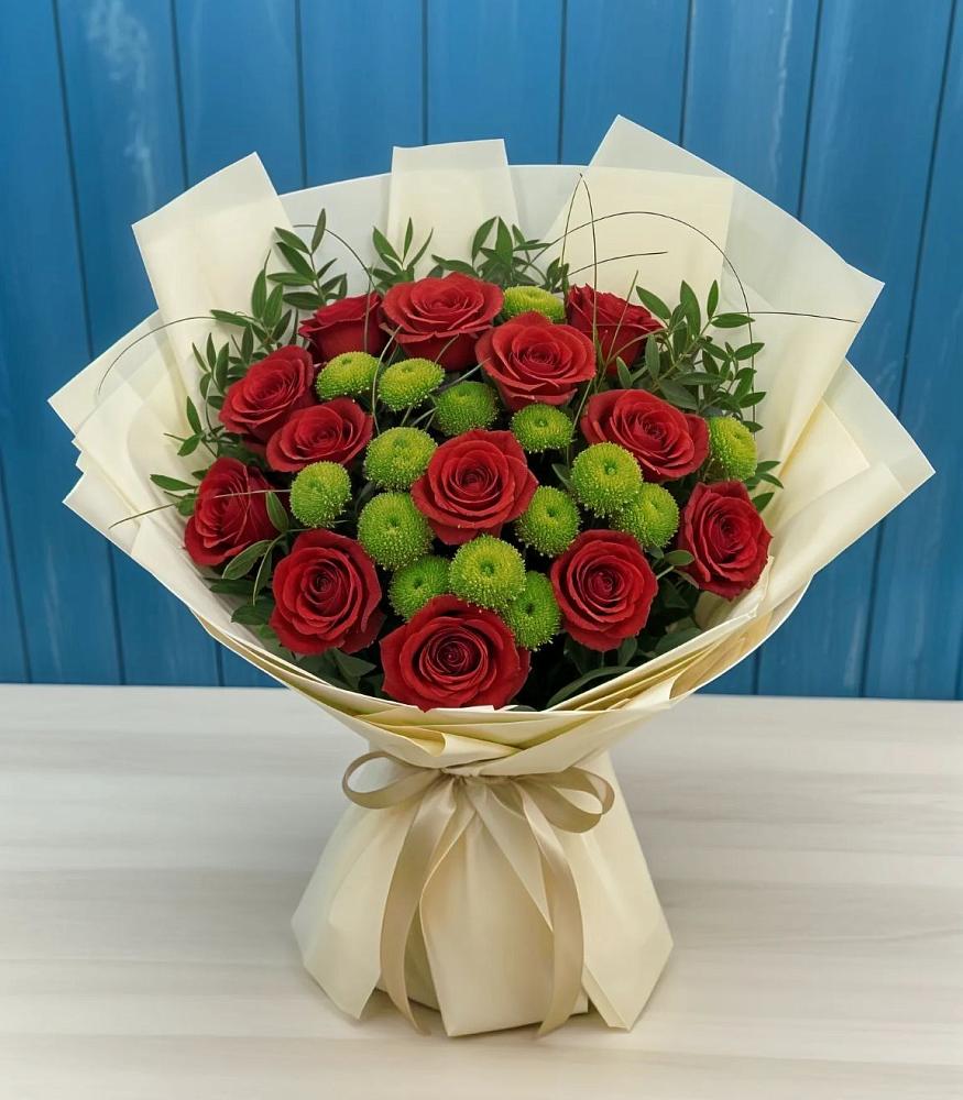 Букет цветов из: Розы и Хризантемы в Бокино